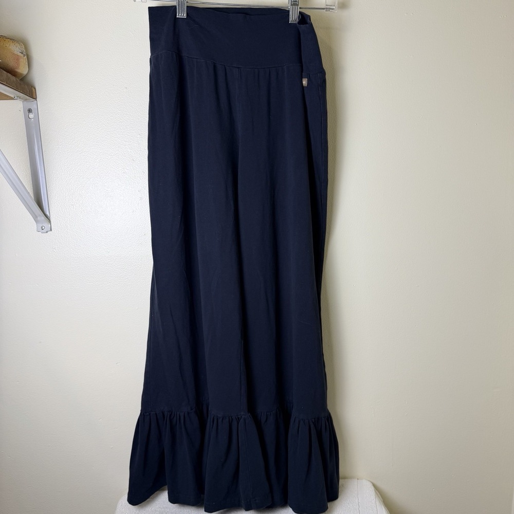 Matilda Jane Cropped Pants Women's Large Big Ruffle Pull On Black Boho